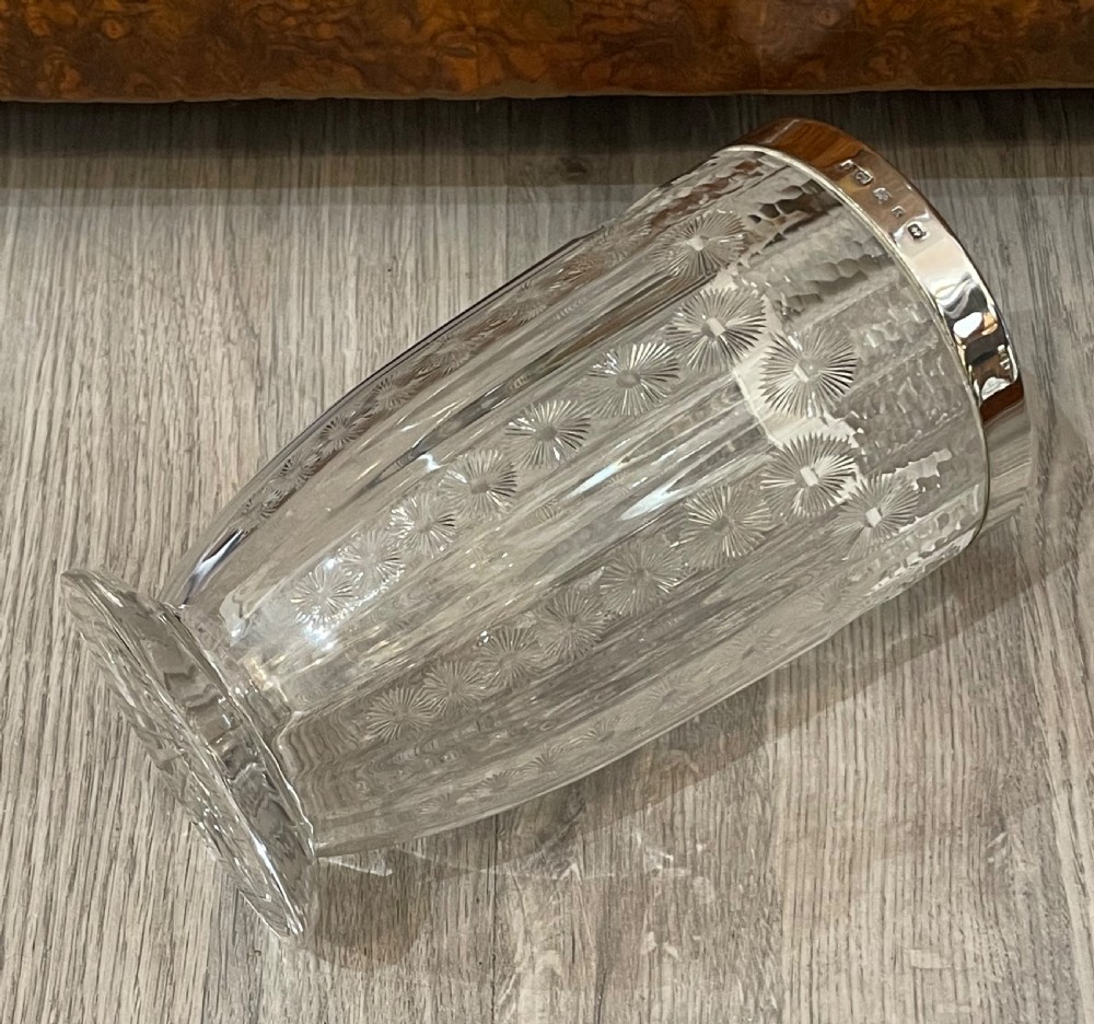 Large Victorian Silver Mounted Cut Glass Flower Vase, 1897 View IV