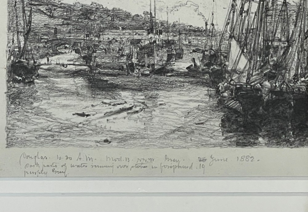 Rare Pencil Sketch Study by John Miller Nicholson, Douglas Harbour, Isle of Man  View II