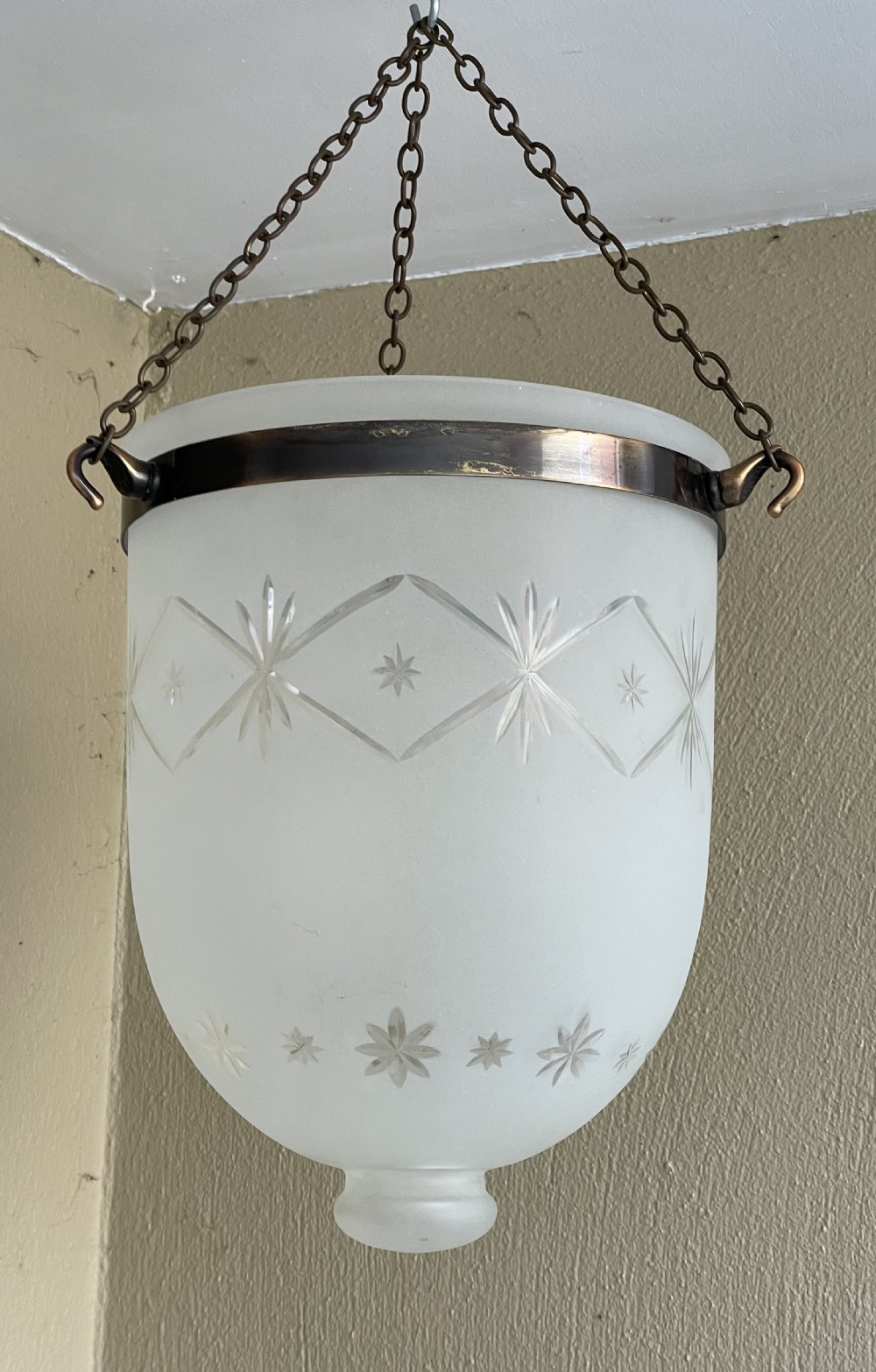 Early 20th Century Frosted Glass Bell Jar Lantern