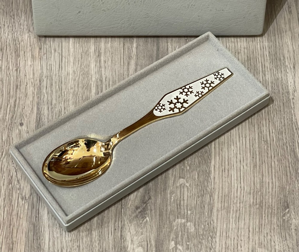 Danish Silver Gilt and Enamel Christmas Spoon