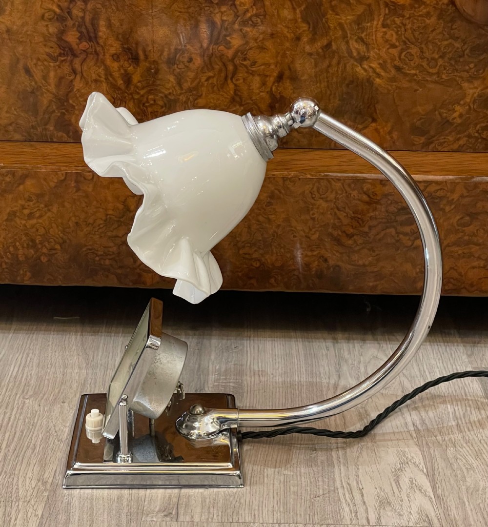 Art Deco Chrome Bedside Table Lamp And Alarm Clock  View IV