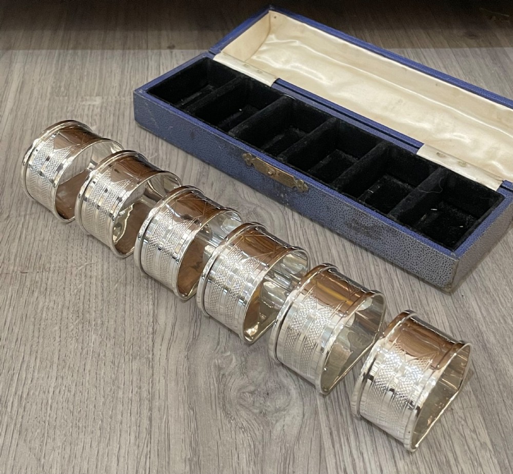 Set of Six Art Deco Silver Napkin Rings, 1933 View V