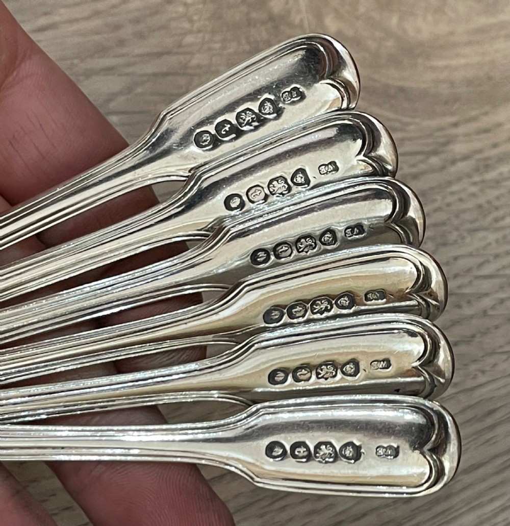 Set Six William IV Silver Teaspoons, 1834 View VII