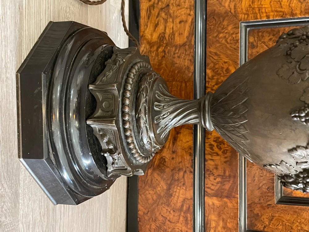 Impressive French Bronze Vase Table Lamp View VI