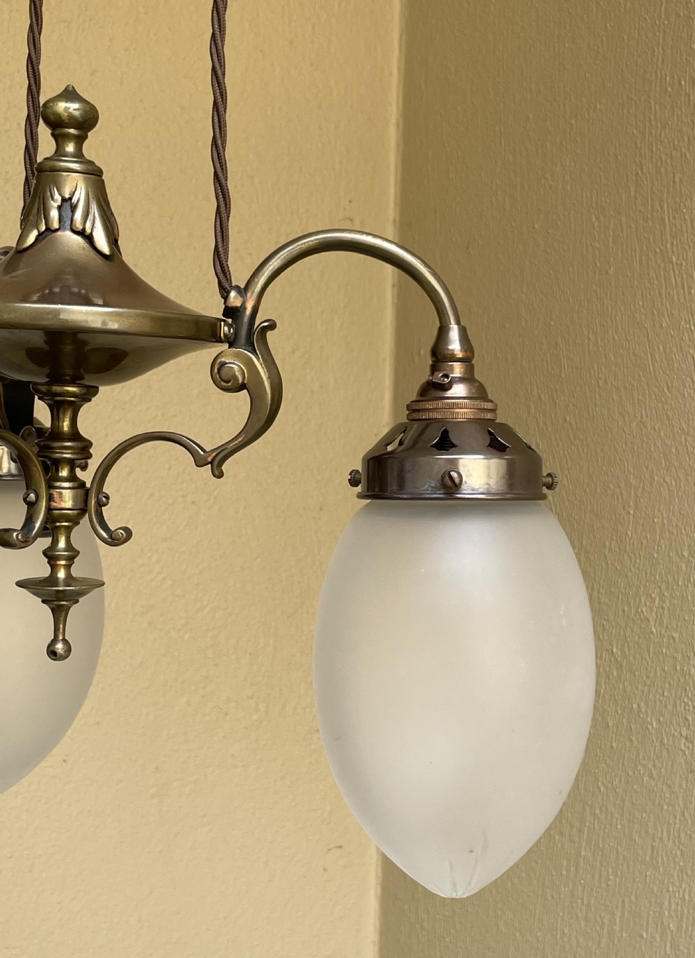 Early 20th Century Brass Three Light Chandelier  View V