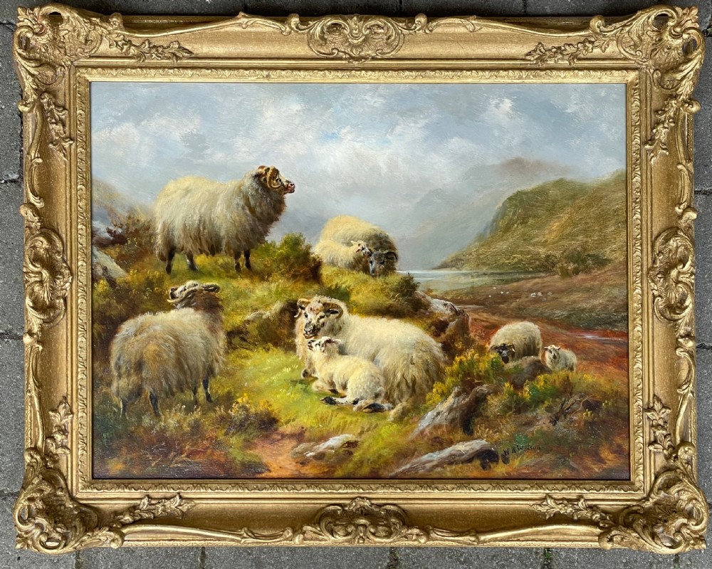 Highland Sheep Landscape Oil Painting by William H Watson