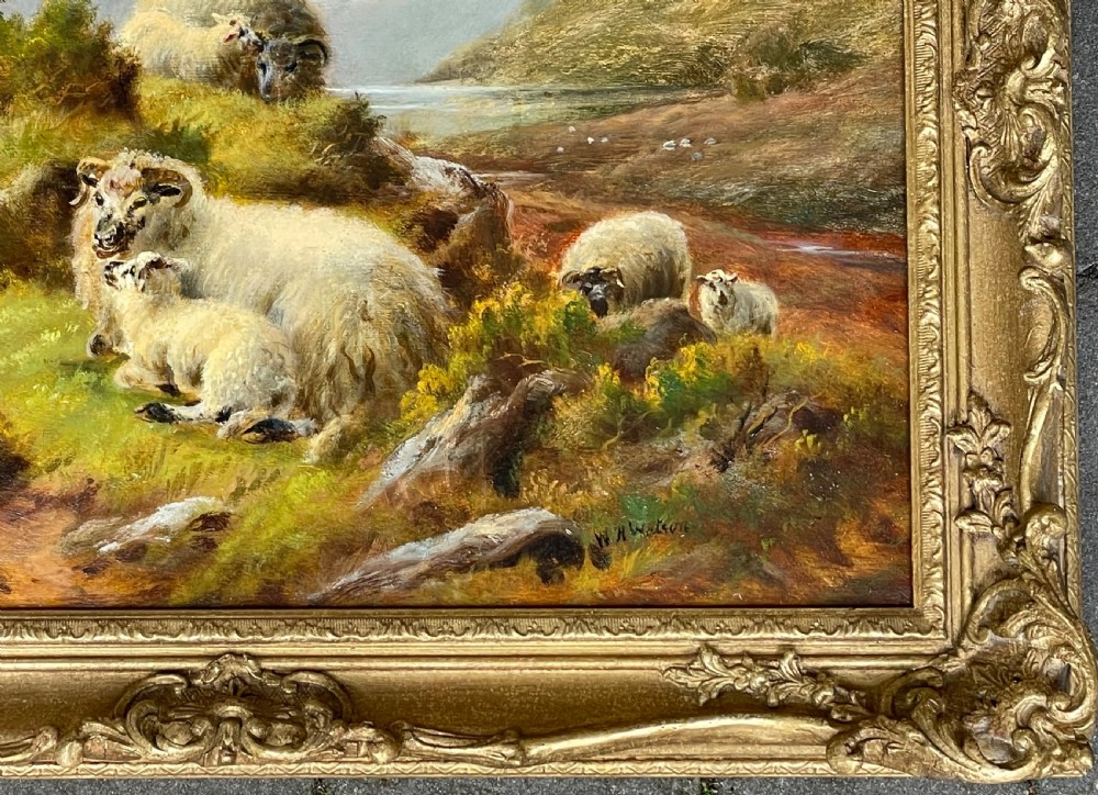Highland Sheep Landscape Oil Painting by William H Watson View III
