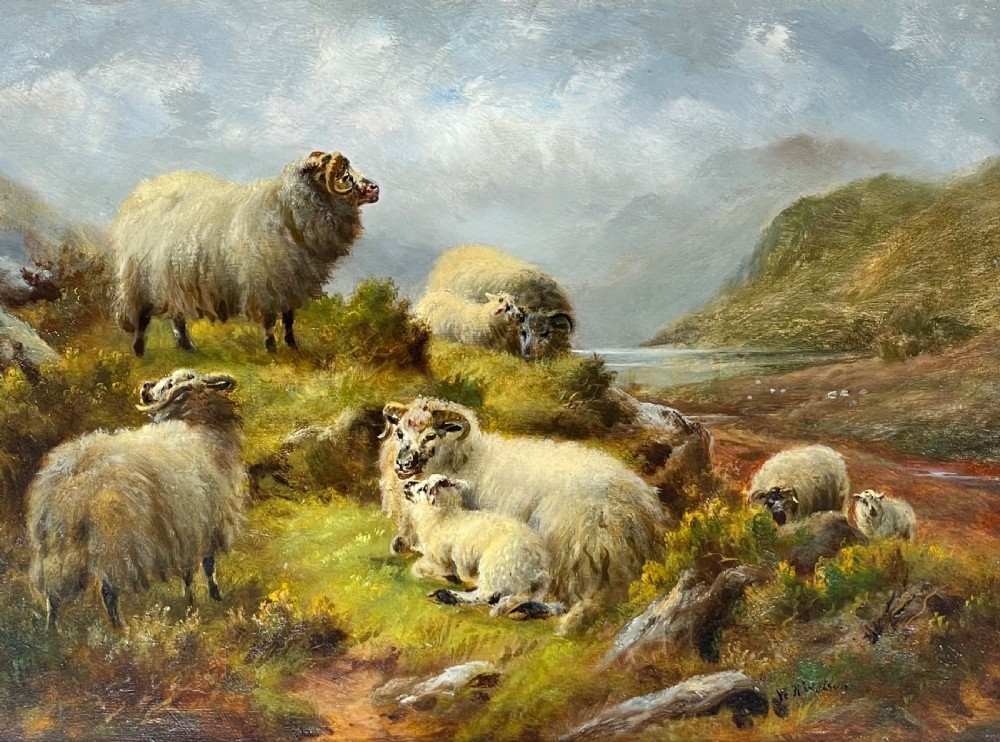 Highland Sheep Landscape Oil Painting by William H Watson View IV