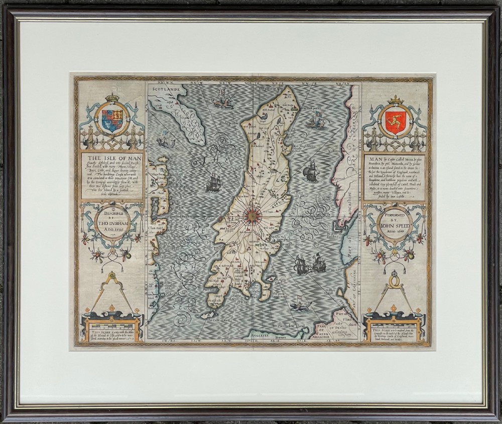 17th Century (1610) John Speed Map of the Isle of Man