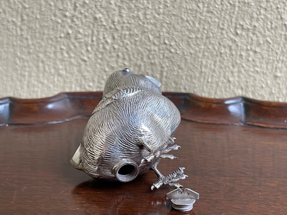Early 20th Century Continental Silver Pepperette in form of a chick View V