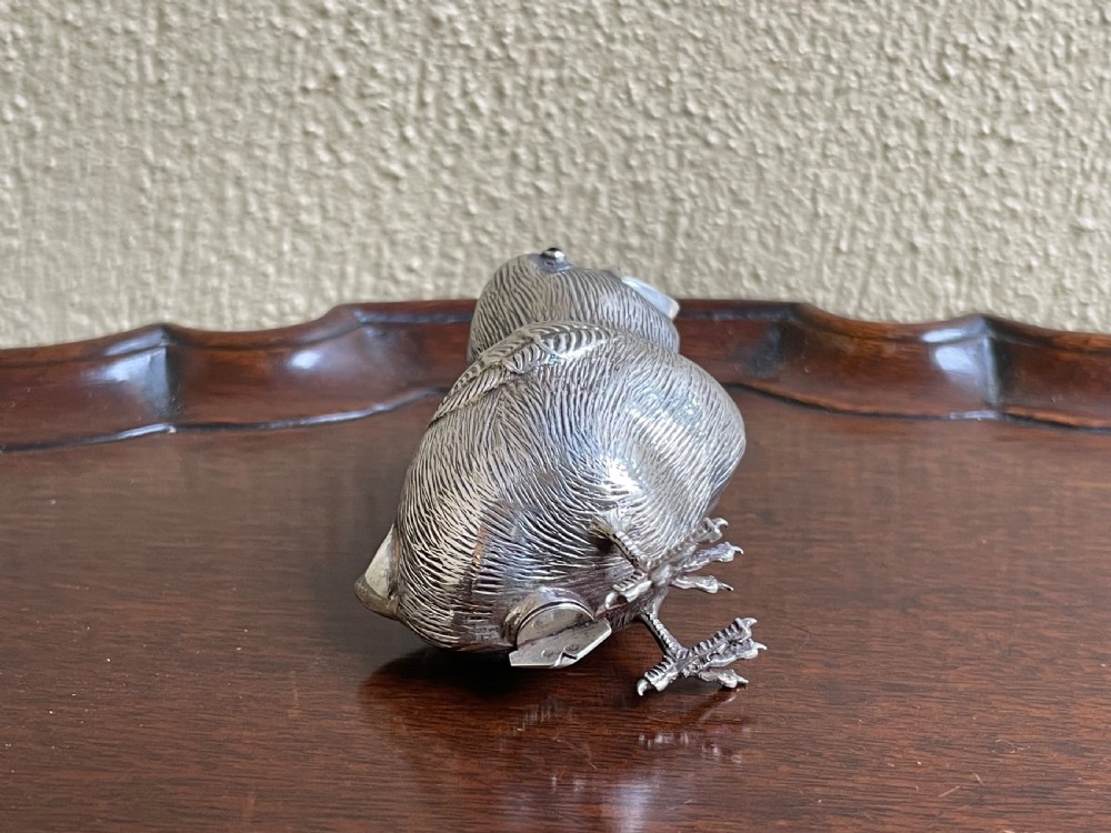 Early 20th Century Continental Silver Pepperette in form of a chick View VI