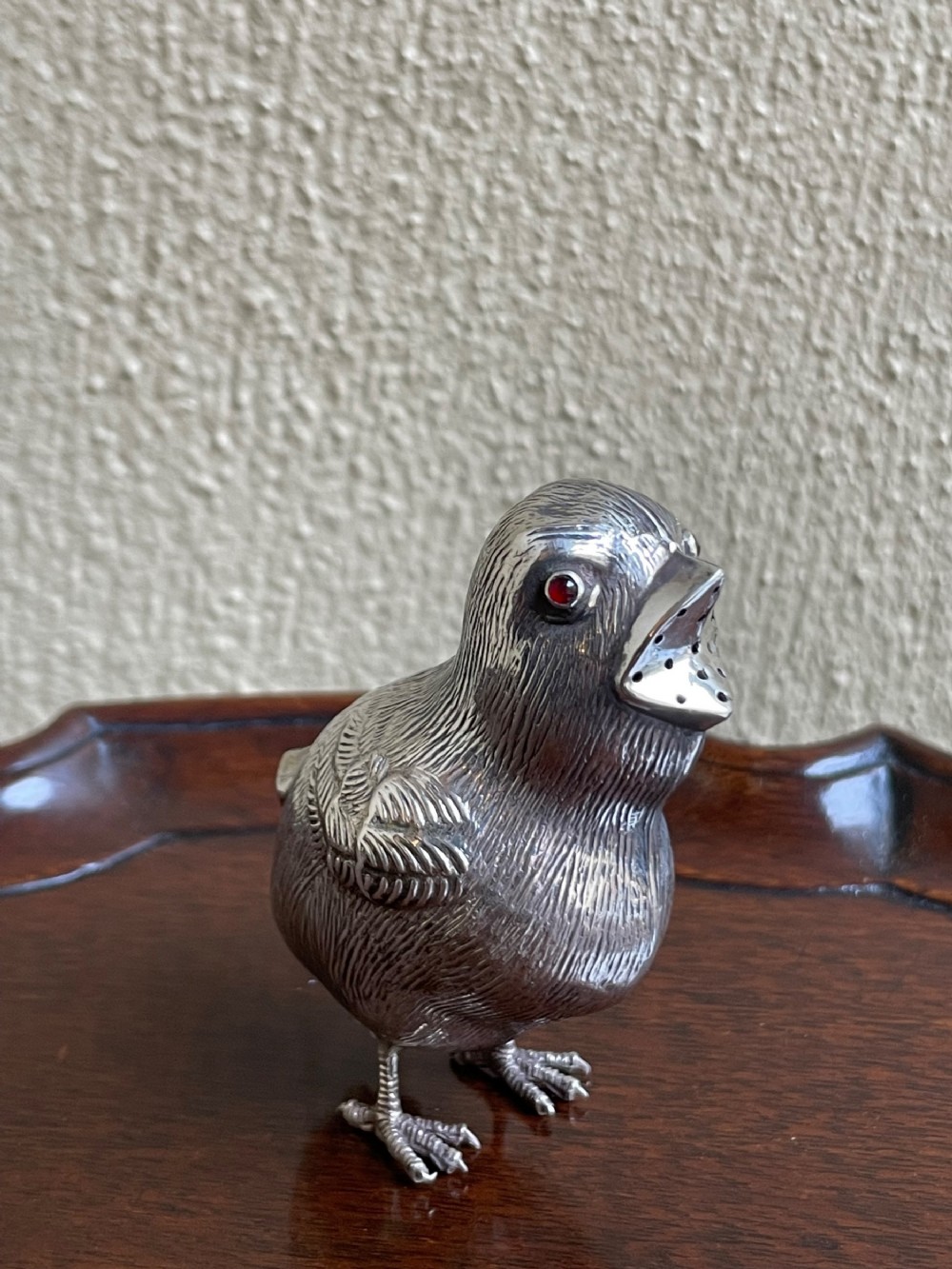 Early 20th Century Continental Silver Pepperette in form of a chick
