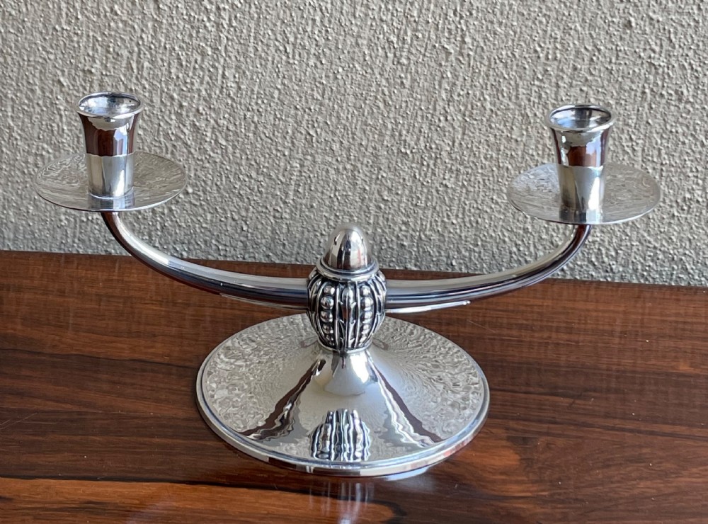 Arts & Crafts Style Silver Candlestick By R E Stone