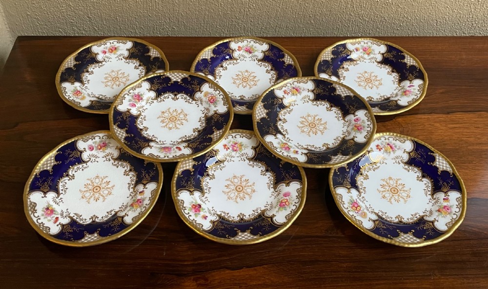 Eight Victorian Batwing Pattern Coalport Cake Plates