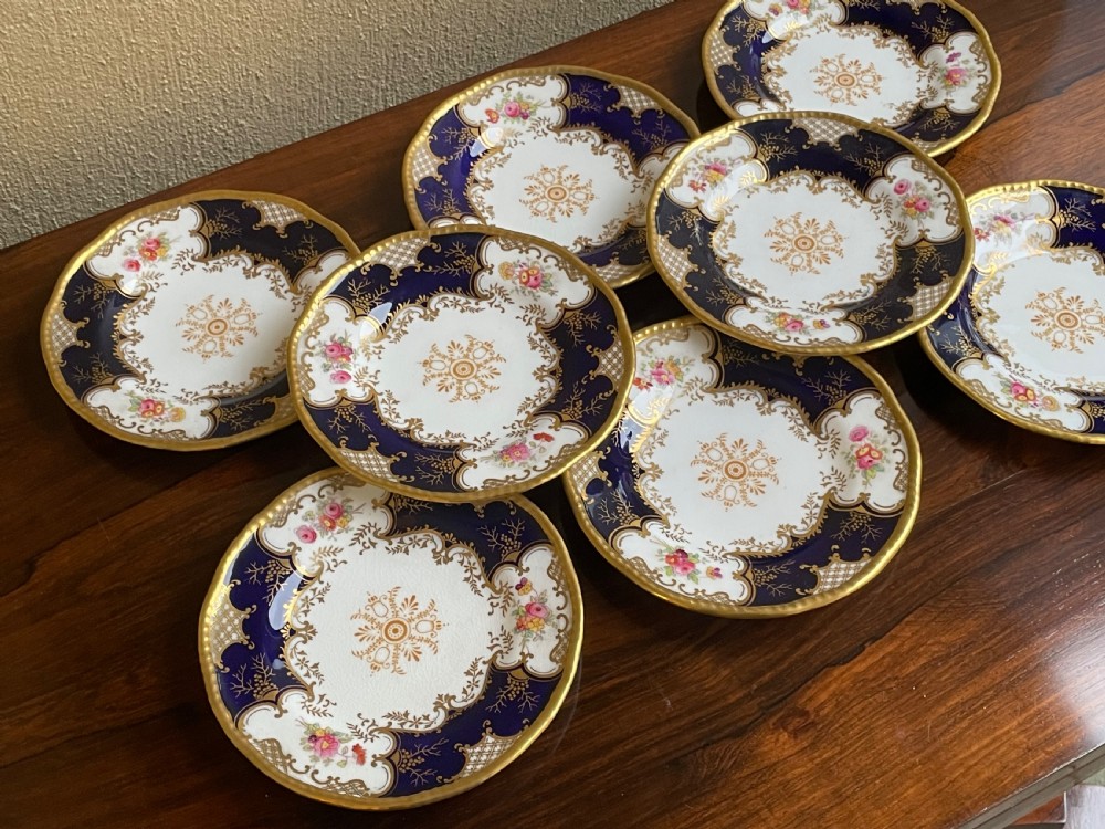 Eight Victorian Batwing Pattern Coalport Cake Plates View II