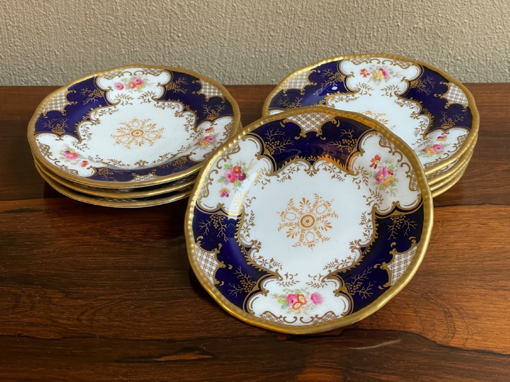 Eight Victorian Batwing Pattern Coalport Cake Plates View III