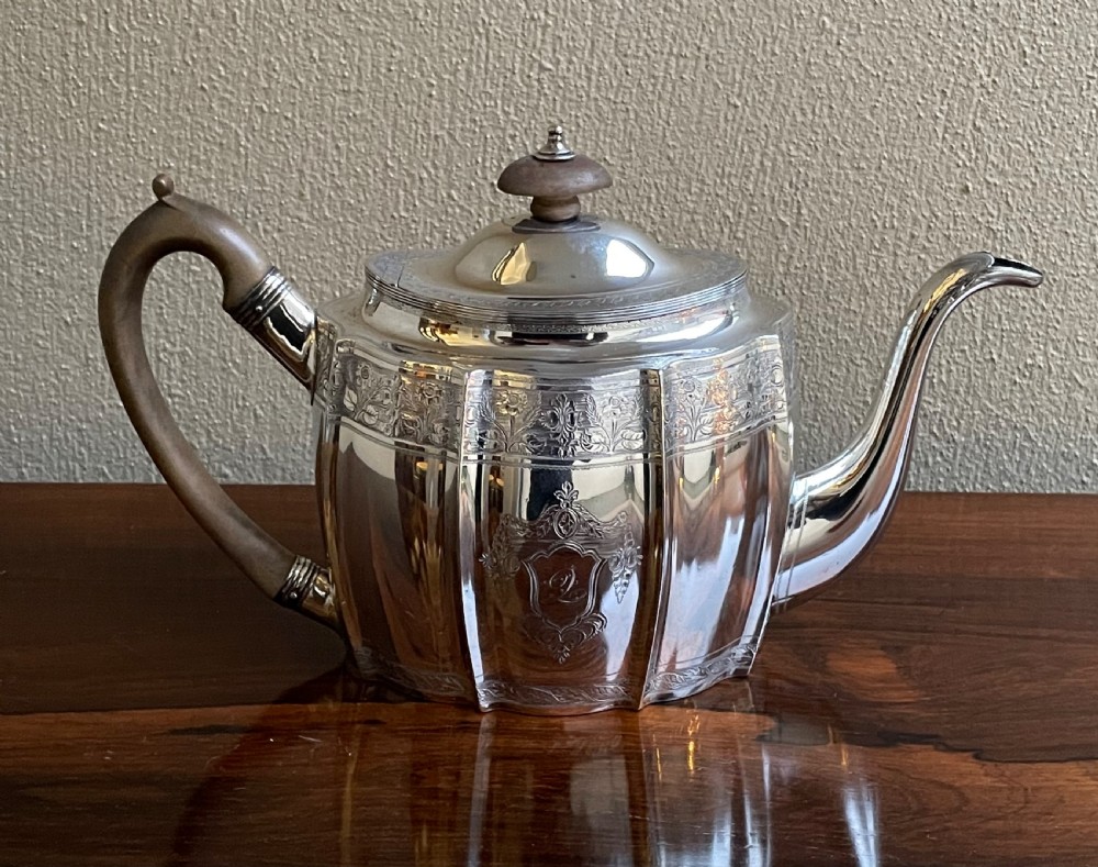 George III Bright Cut Silver Teapot, 1798