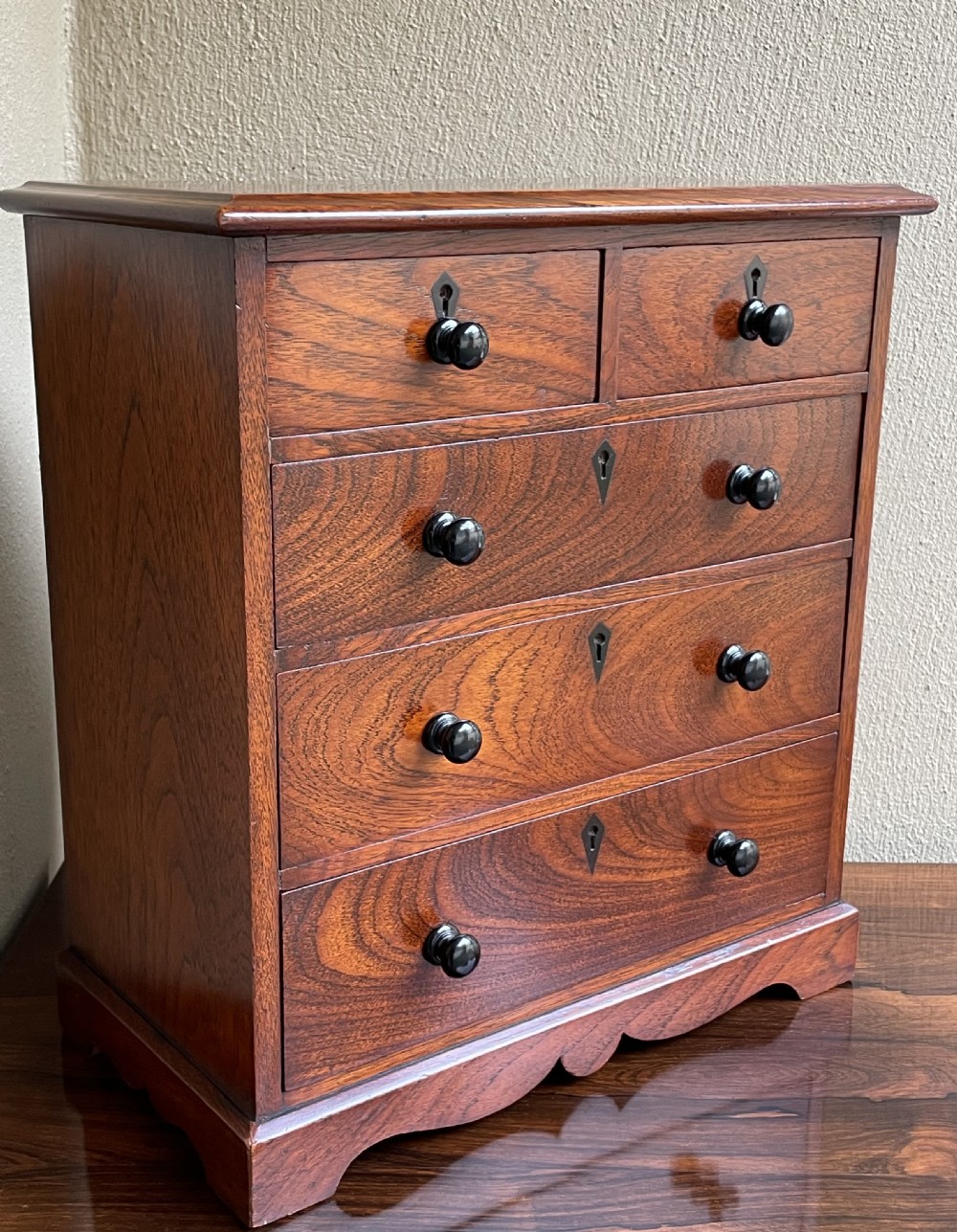 Victorian Mahogany Miniature Chest Of Drawers, Apprentice Piece. View II