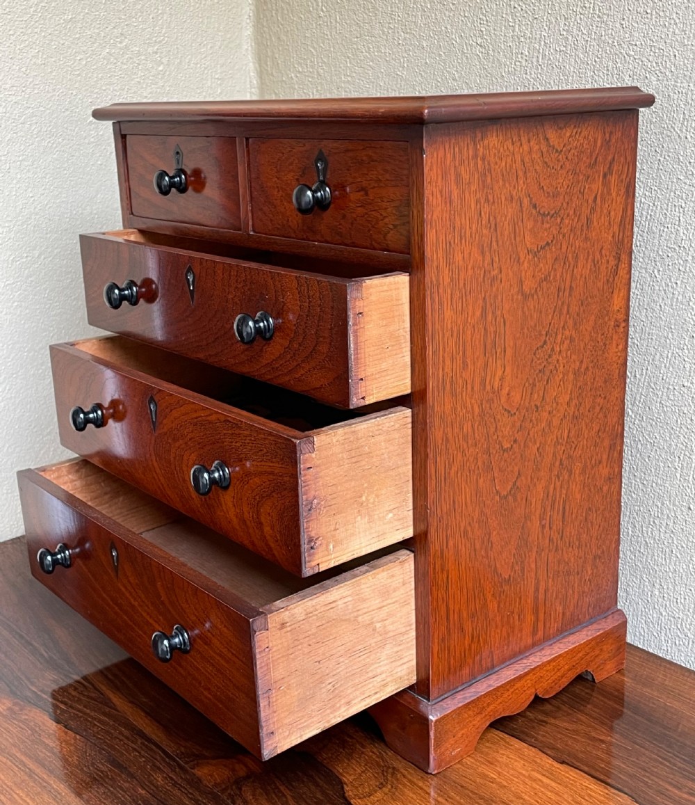 Victorian Mahogany Miniature Chest Of Drawers, Apprentice Piece. View IV