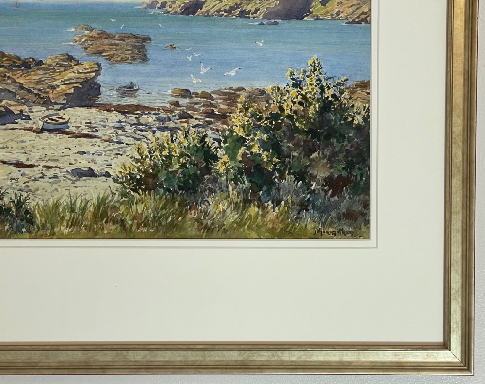 John Ernest Aitken Coastal Watercolour of Perwick Isle of Man  View III