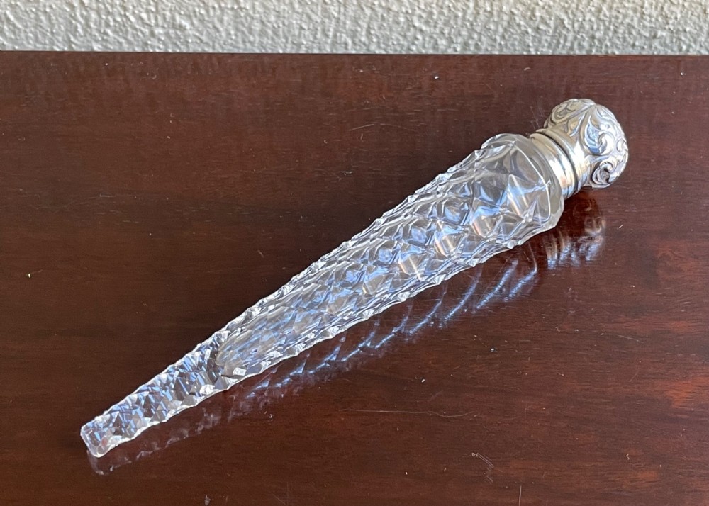 Victorian silver mounted and cut glass scent bottle, 1898