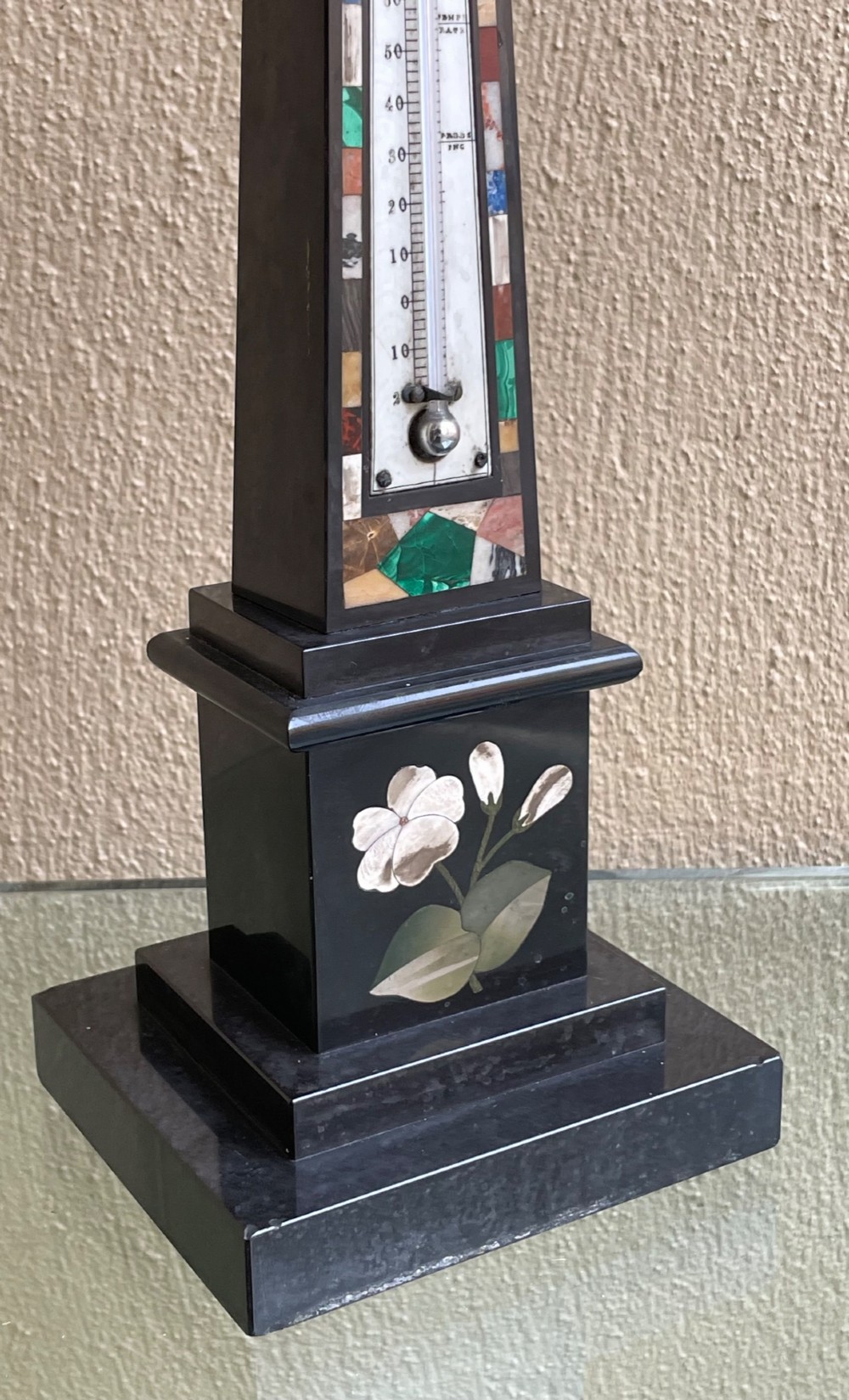 19th Century Black Ashford Marble Obelisk Desk Thermometer View II