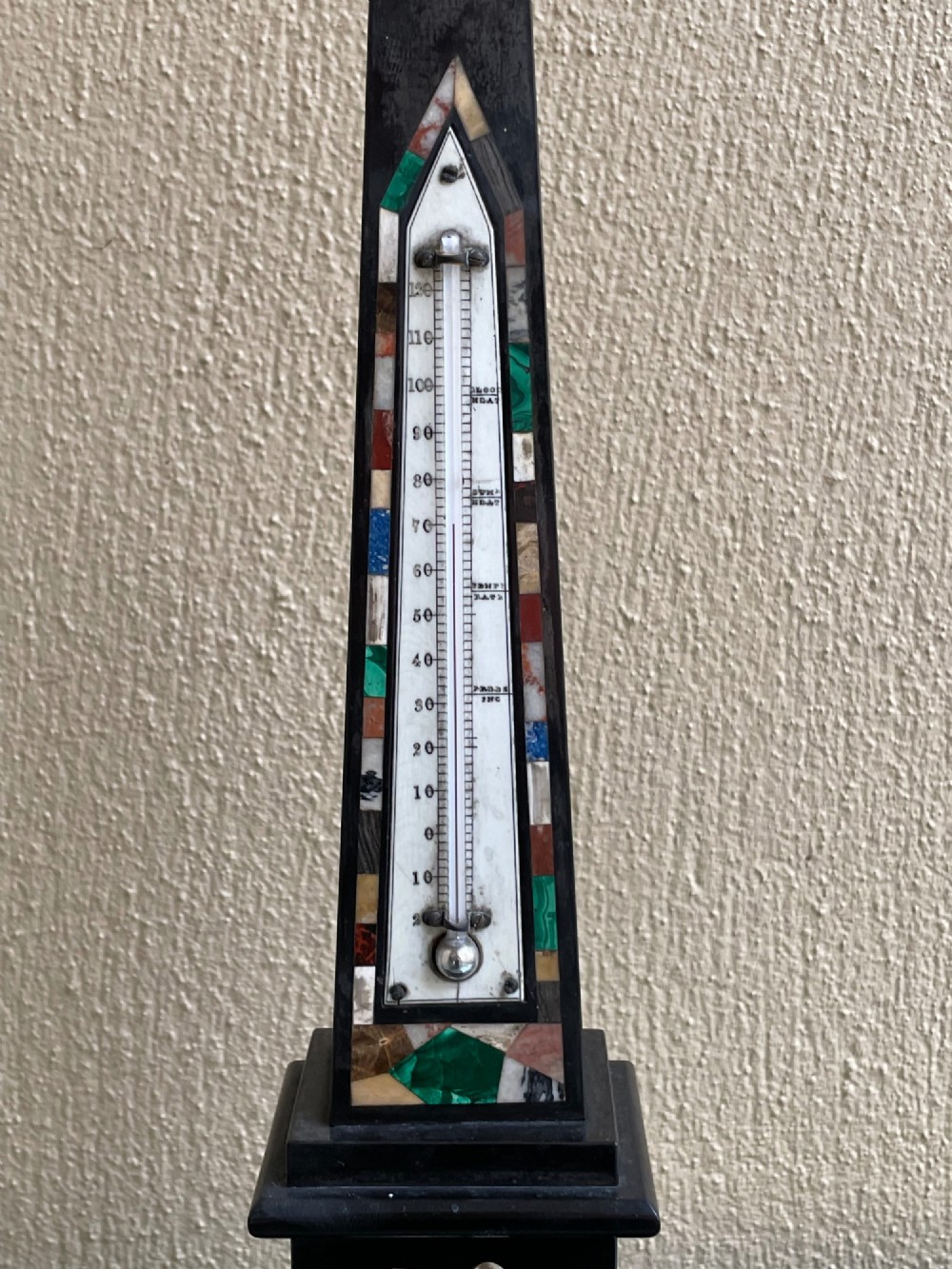 19th Century Black Ashford Marble Obelisk Desk Thermometer View III