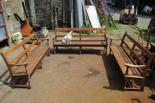 VICTORIAN WAITING ROOM BENCHES X3