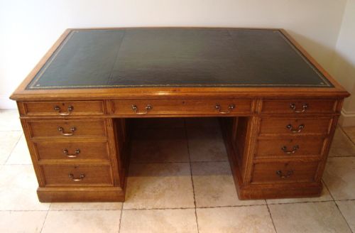antique golden oak victorian partners desk - CATEGORY: ANTIQUE DESKS - DATED VICTORIAN
