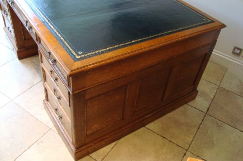 ANTIQUE GOLDEN OAK VICTORIAN PARTNERS DESK - ADDITIONAL PHOTO 4