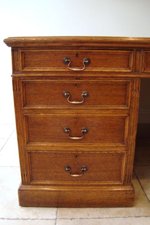 ANTIQUE GOLDEN OAK VICTORIAN PARTNERS DESK - ADDITIONAL PHOTO 6