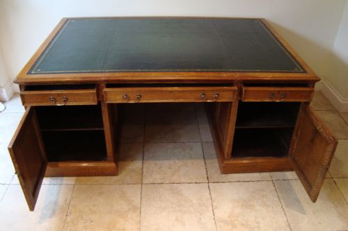 ANTIQUE GOLDEN OAK VICTORIAN PARTNERS DESK - ADDITIONAL PHOTO 10