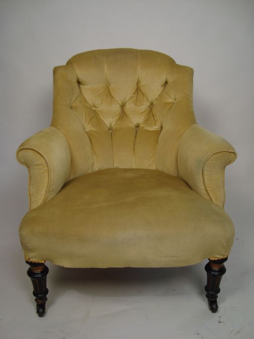 A VICTORIAN BUTTON BACK NURSING CHAIR - ADDITIONAL PHOTO 1