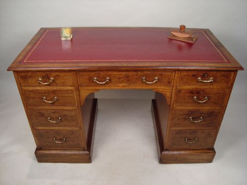 a handsome walnut pedestal desk c1900 - CATEGORY: ANTIQUE DESKS - DATED EDWARDIAN