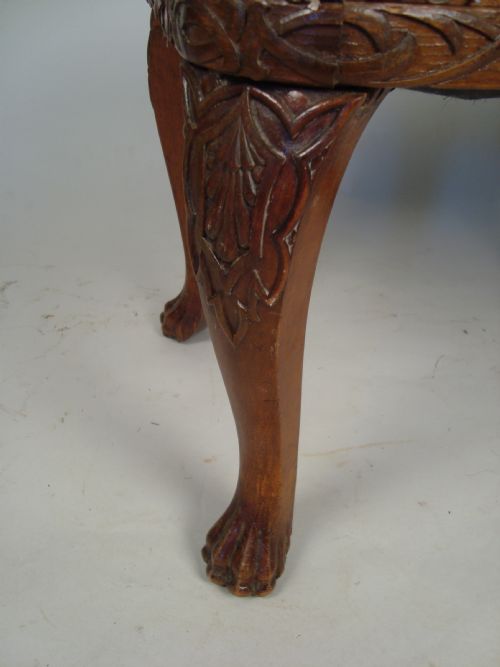 A PRETTY LATE ART DECO WALNUT STOOL - ADDITIONAL PHOTO 1
