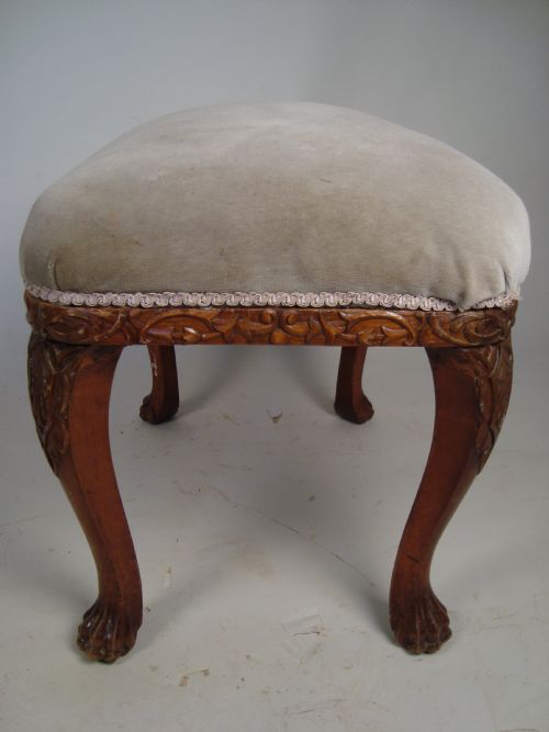 A PRETTY LATE ART DECO WALNUT STOOL - ADDITIONAL PHOTO 3