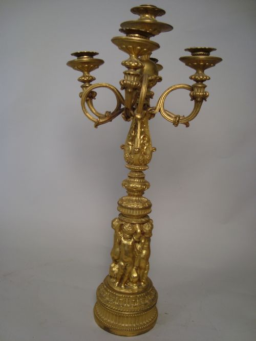 A 19TH CENTURY GILDED BRONZE CANDELABRA - ADDITIONAL PHOTO 1