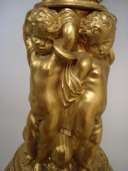 A 19TH CENTURY GILDED BRONZE CANDELABRA - ADDITIONAL PHOTO 3