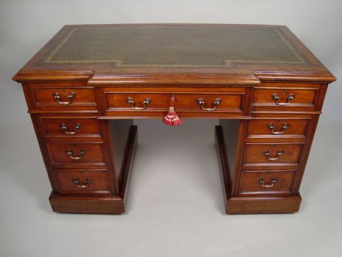 a superior victorian breakfront pedestal desk - CATEGORY: ANTIQUE DESKS - DATED VICTORIAN