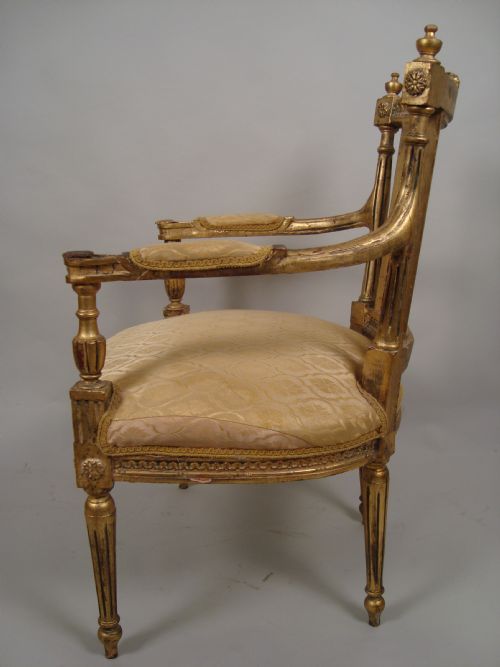 A PAIR OF LOUIS XVI STYLE GILTWOOD FAUTEUILS CIRCA 1860 - ADDITIONAL PHOTO 4