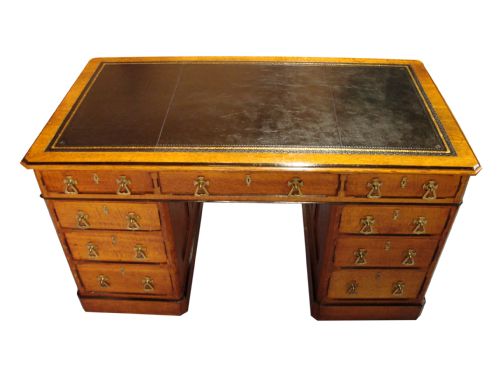 A RARE AND IMPRESSIVE VICTORIAN 'GOTHIC REVIVAL' PARTNERS DESK - ADDITIONAL PHOTO 1