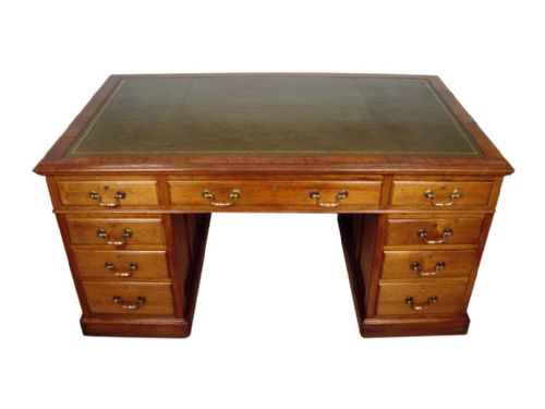 a magnificent large edwardian walnut pedestal desk - CATEGORY: ANTIQUE DESKS - DATED EDWARDIAN