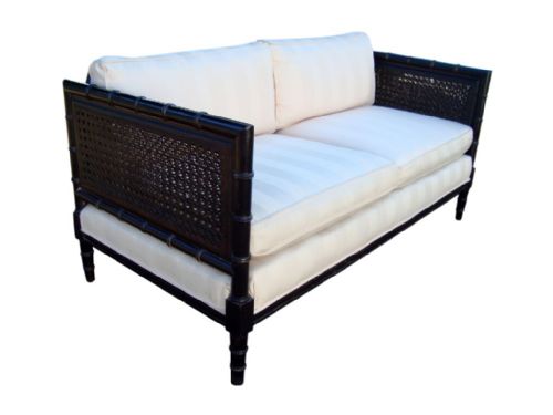 A PAIR OF BAMBOO AND CANE EBONISED SOFAS CIRCA 1930'S - ADDITIONAL PHOTO 1