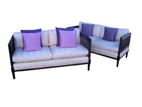 A PAIR OF BAMBOO AND CANE EBONISED SOFAS CIRCA 1930'S - ADDITIONAL PHOTO 2