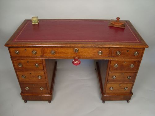 a quality victorian golden oak pedestal desk - CATEGORY: ANTIQUE DESKS - DATED VICTORIAN