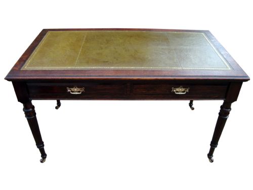A ELEGANT LARGE EDWARDIAN OAK WRITING TABLE - ADDITIONAL PHOTO 1