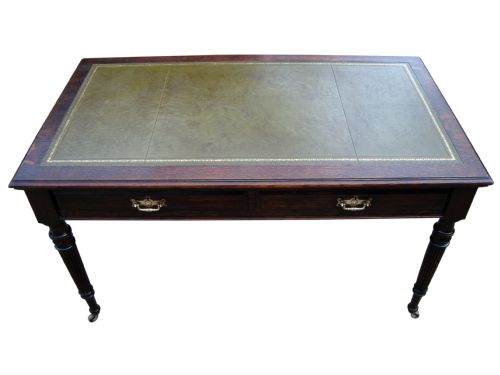 A ELEGANT LARGE EDWARDIAN OAK WRITING TABLE - ADDITIONAL PHOTO 5