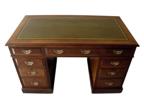 a superior quality edwardian pedestal writing desk - CATEGORY: ANTIQUE DESKS - DATED EDWARDIAN