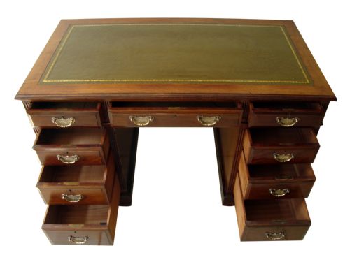 A SUPERIOR QUALITY EDWARDIAN PEDESTAL WRITING DESK - ADDITIONAL PHOTO 2