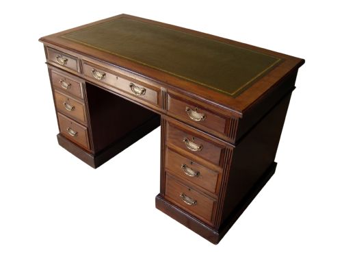 A SUPERIOR QUALITY EDWARDIAN PEDESTAL WRITING DESK - ADDITIONAL PHOTO 4